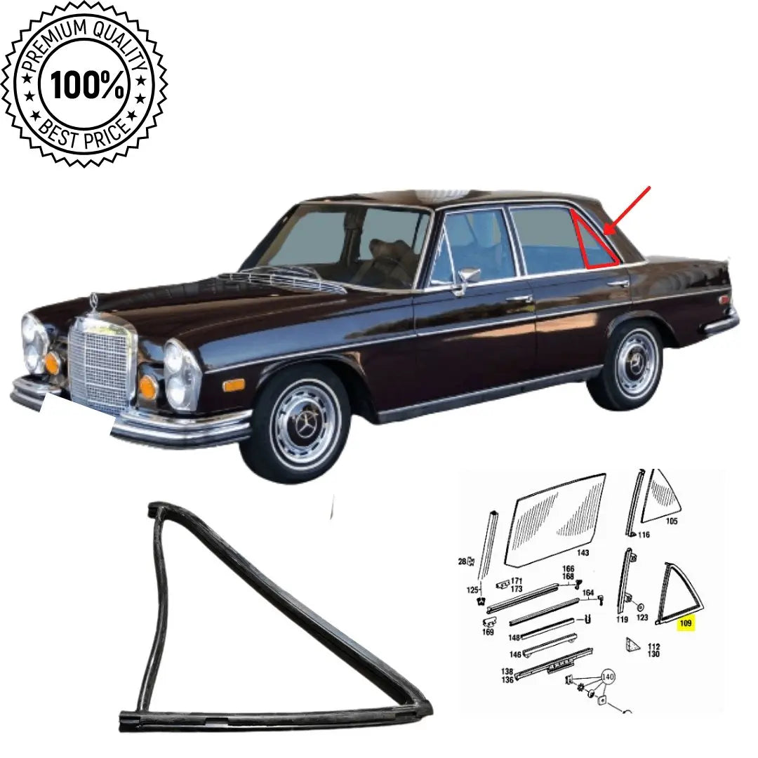 W108 W109 Sello ventana triangular trasera izquierda nuevo