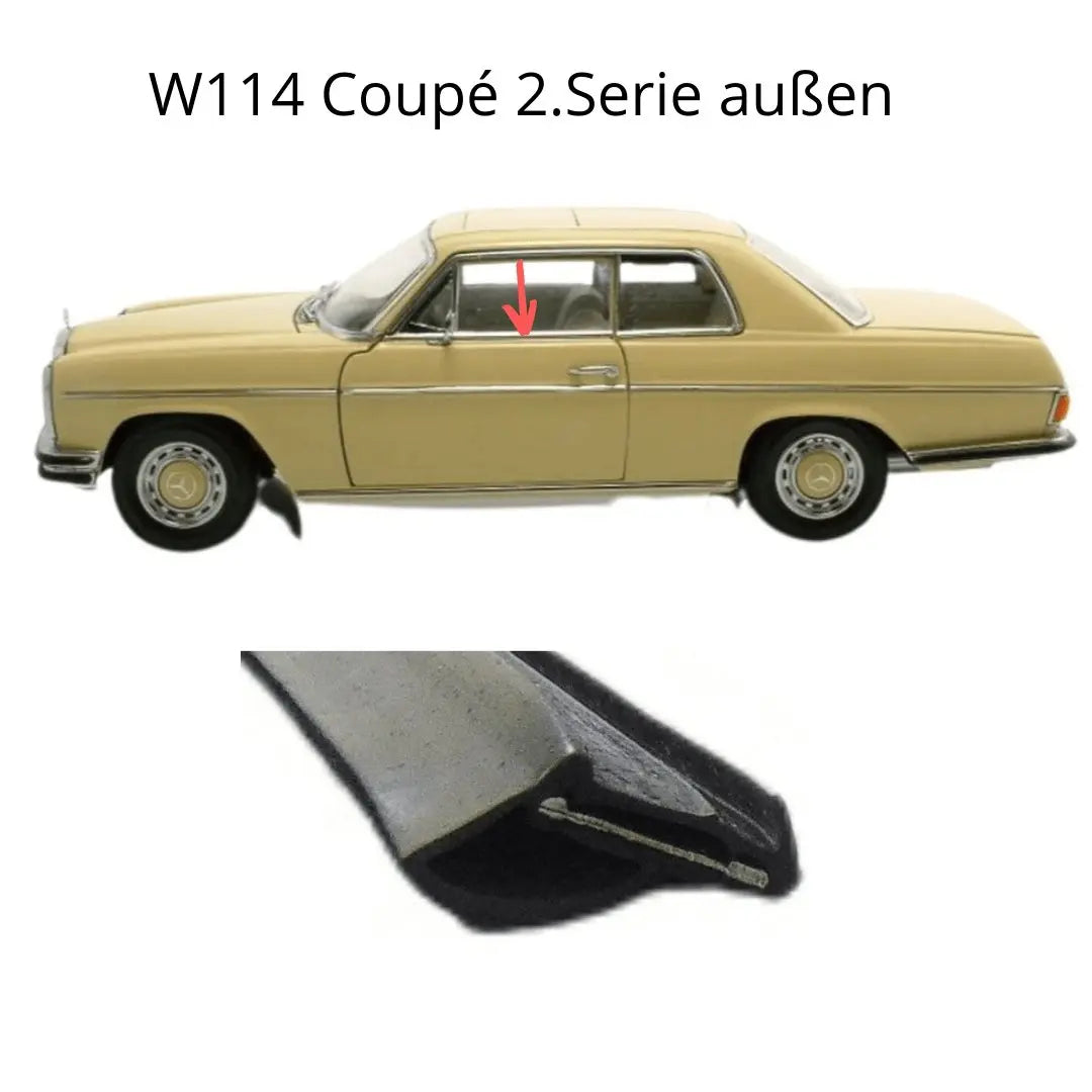W114 Janela de porta de calha vedada Coupé fora de 1973-1976 NOVO
