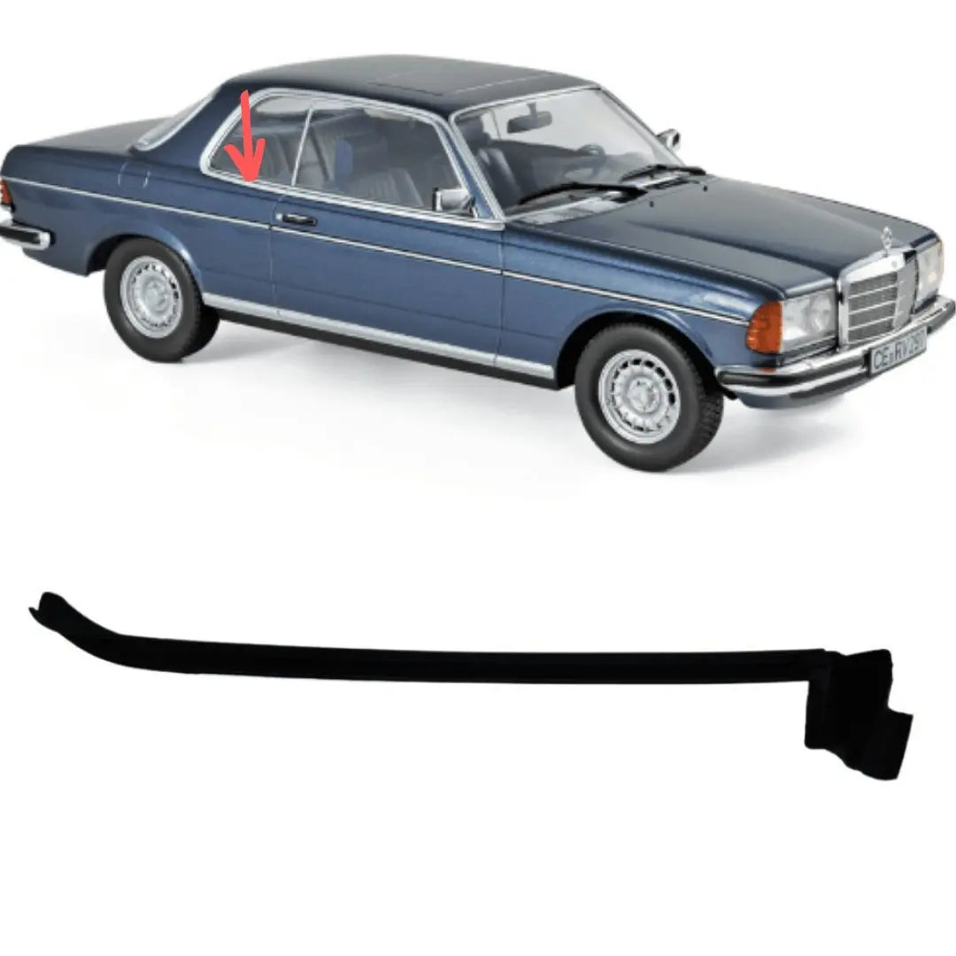 W123 Coupé sealing rail side window rear right outside NEW