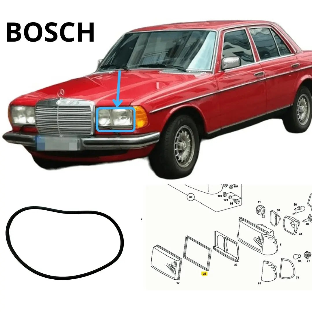 W123 Koplamp pakking glas Bosch nieuw