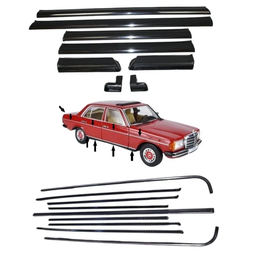 W123 Sedan Trim Set 17 peças Top/Bottom Novo