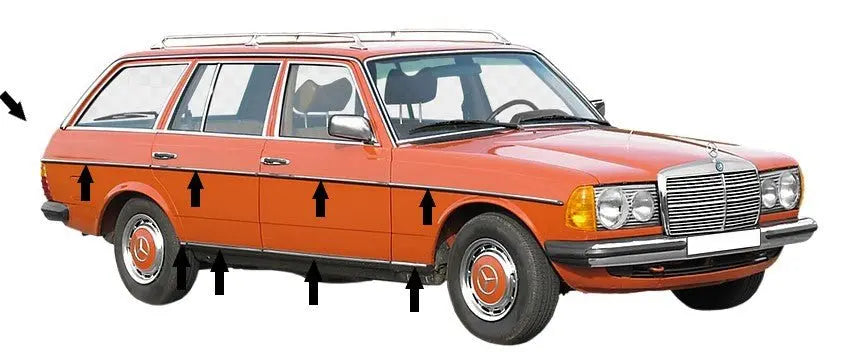 W123 T-Model trim set 17 peças top/bottom novo