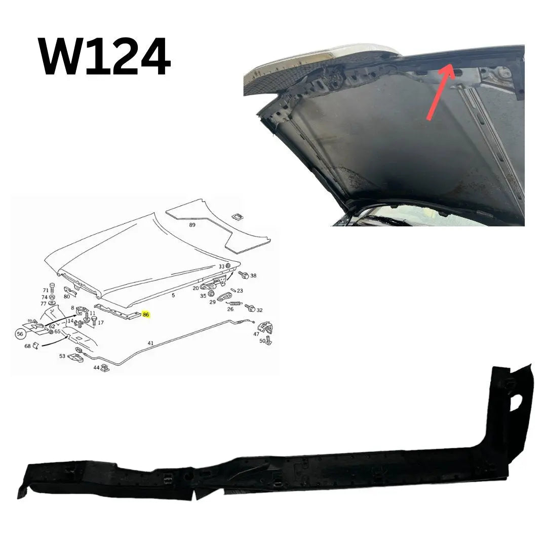 W124 sealing hood bracket front left NEW