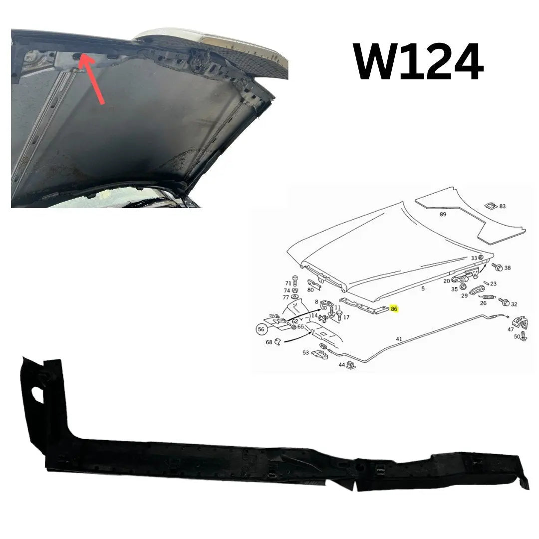 W124 sealing hood bar front right NEW