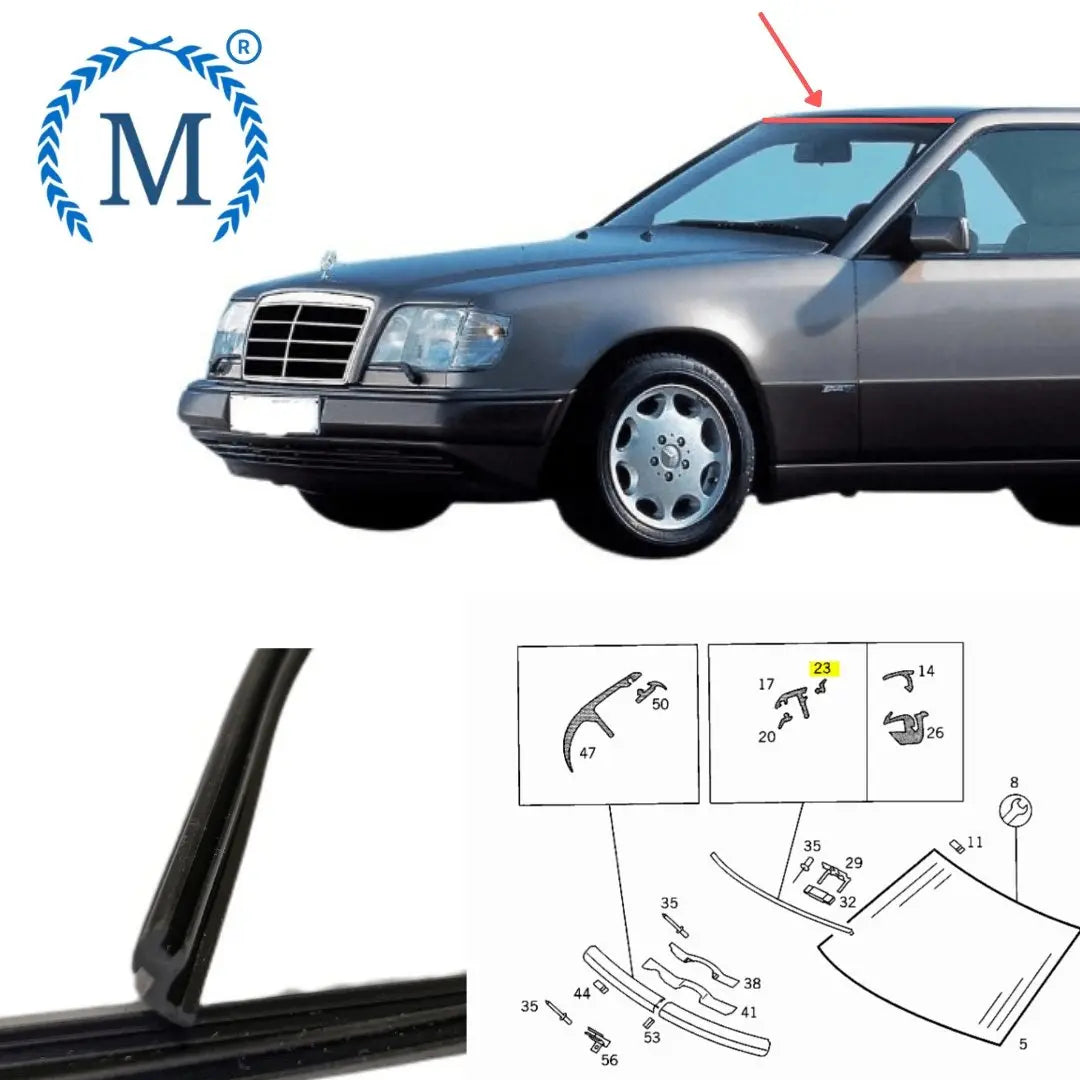 W124 Rubber seal for windscreen top NEW