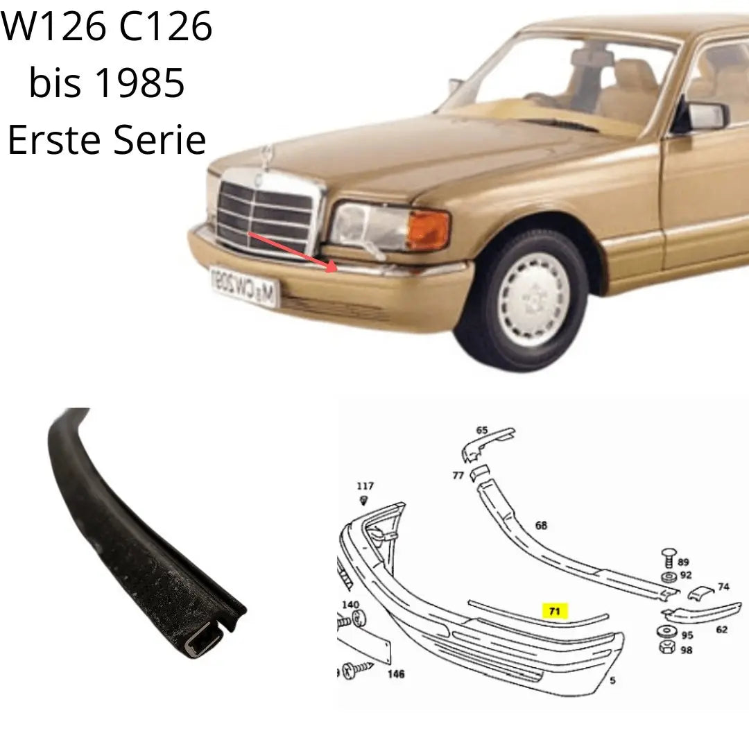 W126 Abdichtung zwischen Blende und Karosserie Neu