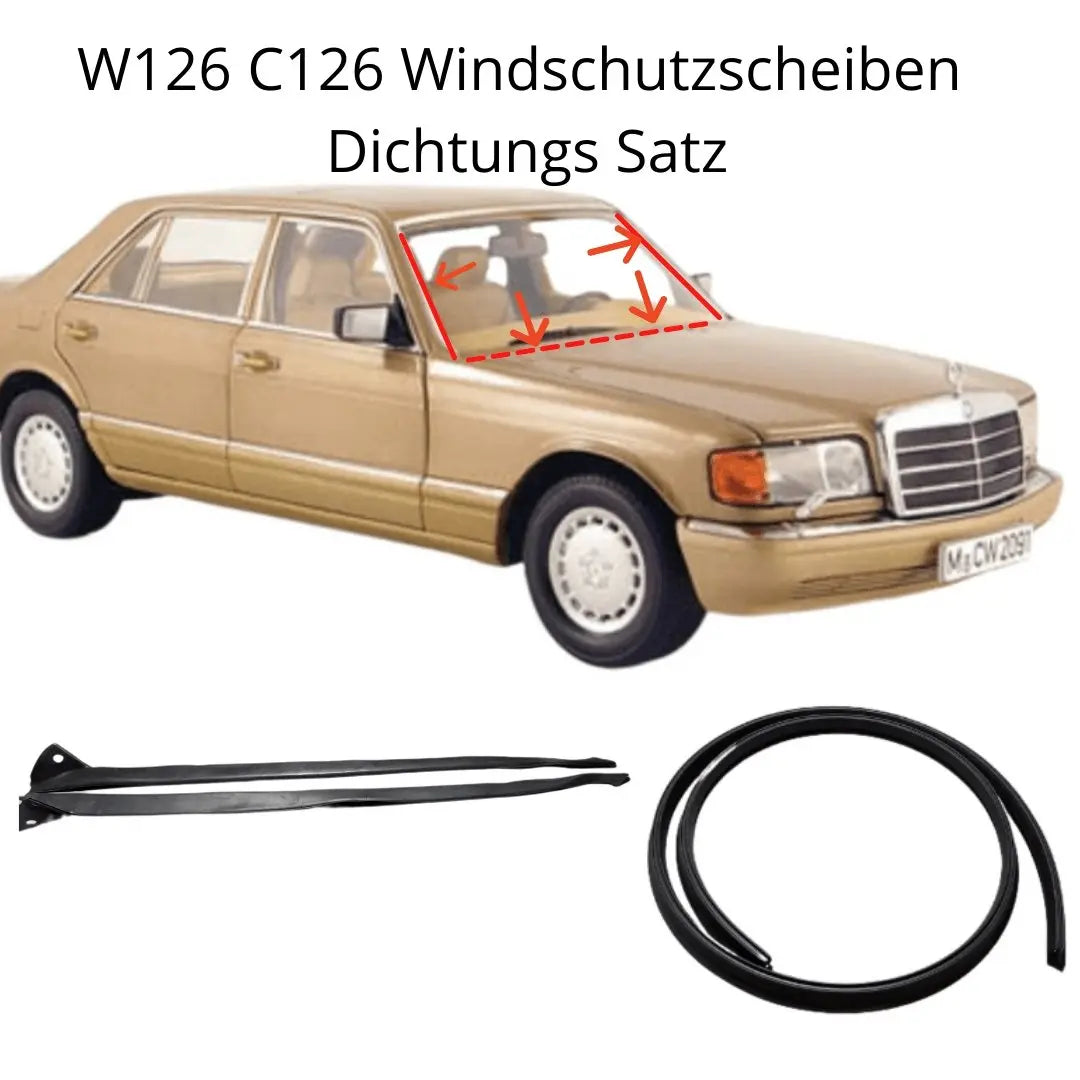W126 C126 S SE SEL SEC voorruitpakking set 3 delen NIEUW