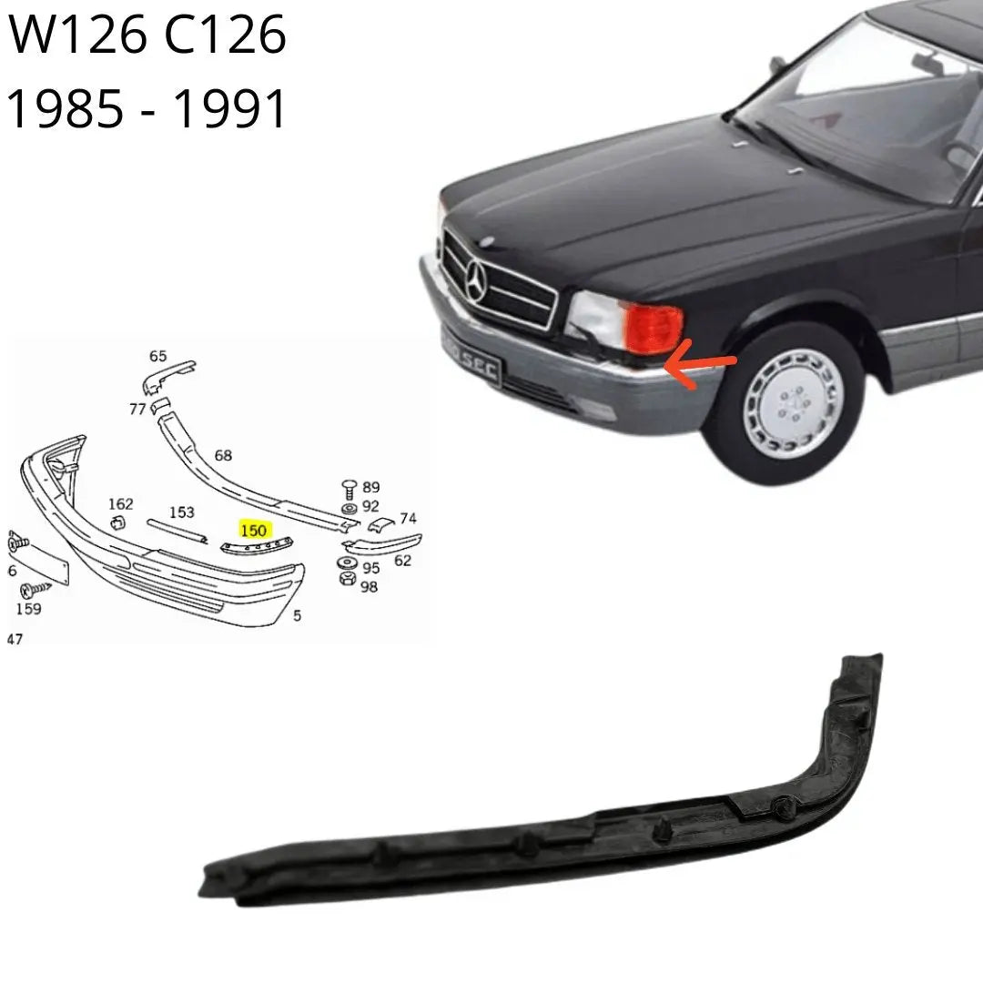 W126 S SE SEL SEC FRONT SEAL BETWEEN BUMPER AND WING NEW