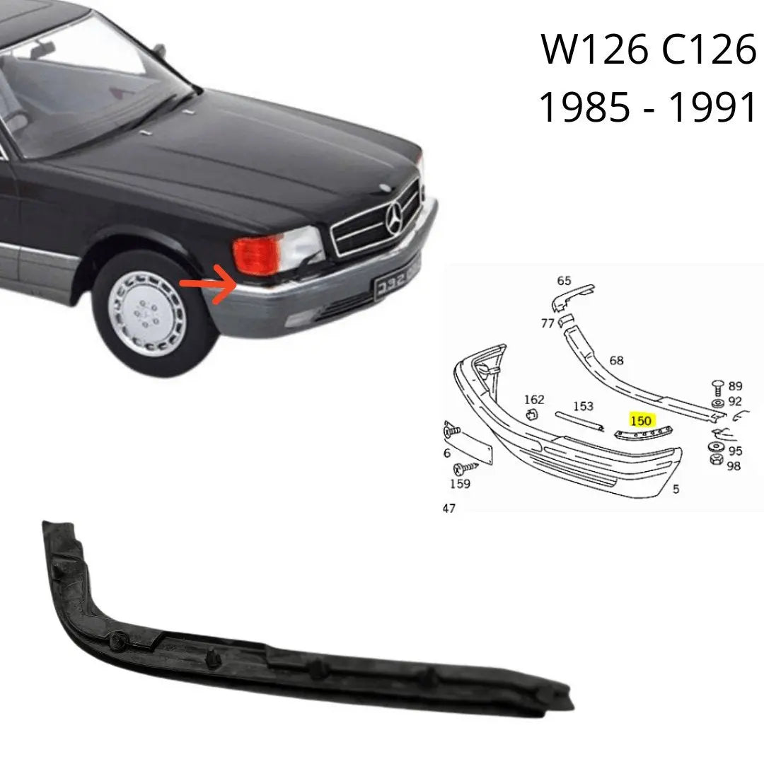 W126 S SE SEL SEC FRONT SEAL BETWEEN BUMPER AND RIGHT WING