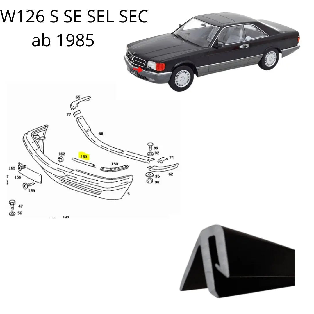 W126 S SE SEL SEC GASKET FAIRING UNDER LIGHT UNIT NEW