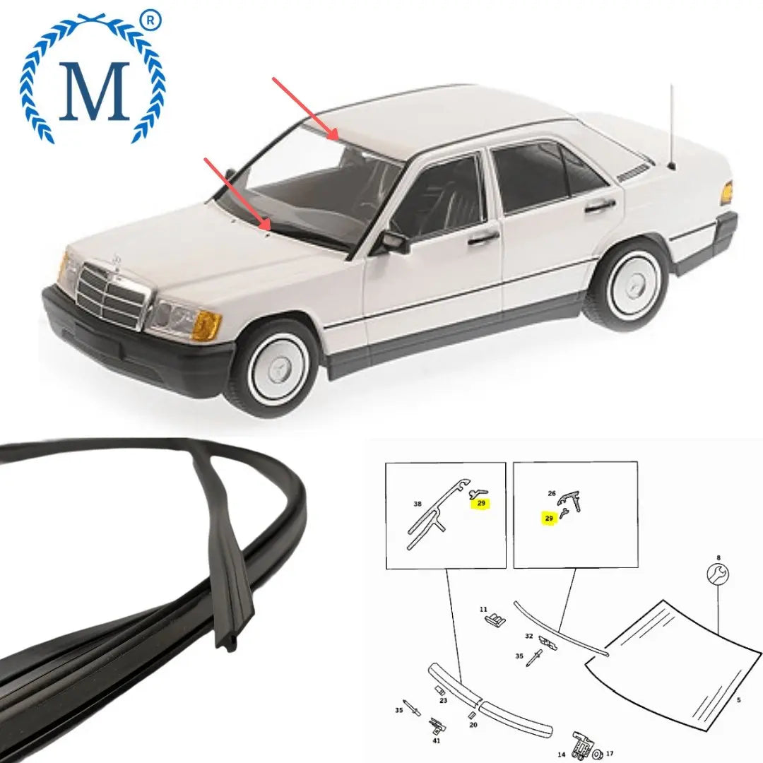 W201 Sottostrato in gomma per sigillare il parabrezza in basso e in alto NUOVO
