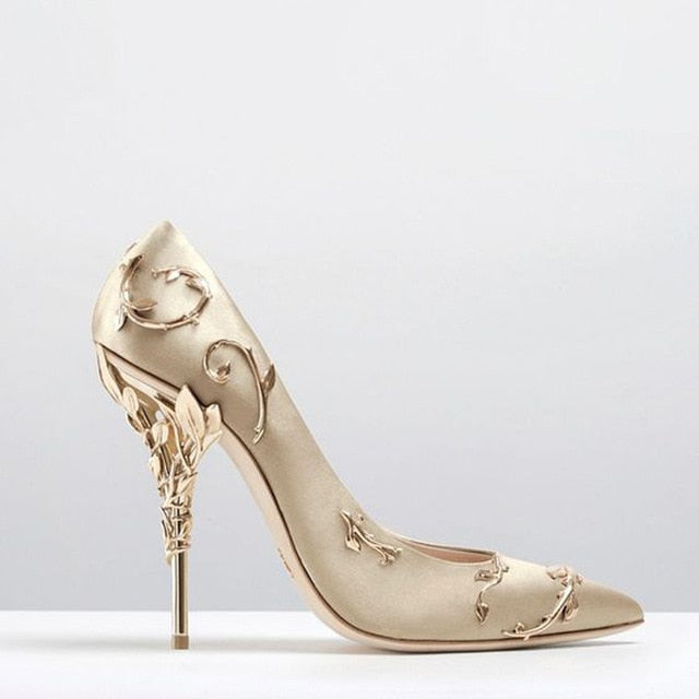 flower heel pump shoe