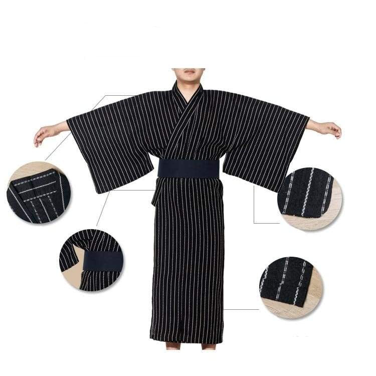 FANCY PUMPKIN Jinbei Men's Japanese Yukata Kimono Home Robe Pajamas Dressing  Gown A6 【Size L】 at Amazon Men's Clothing store