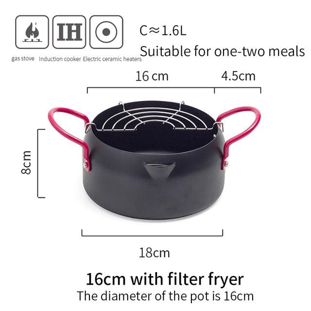 Cook N Home Deep Fryer Pot, Japanese Tempura Small Stainless Steel Dee