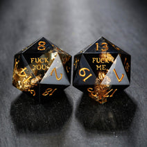Black Goldleaf Resin F Word DnD D&D Dice Set Nav Image 1