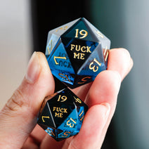 Dark Blue Glass F Word DnD D&D Dice Set Nav Image 12