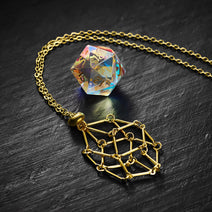 Removable D20 Dice Cage Stainless Steel Necklace(Die Not Included) DnD D&D Nav Image 2