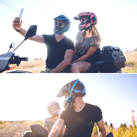 pose couple a moto