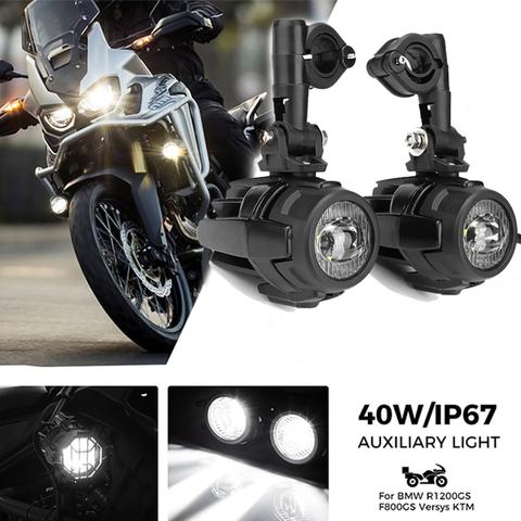 Phare Moto Feux Additionnels LED, 2Pcs Phares Avant Phares Supplémentaires pour  Moto 12V Anti Brouillard Projecteur Spot avec Interrupteur pour Truck Moto  Quad Scooter