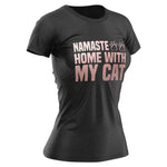 Namaste Home With My Cat Rose Gold T Shirt