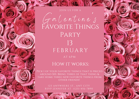 Galentine's Day Favorite Things Party Invitation Template