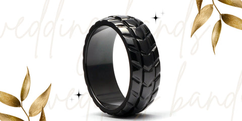 black wedding bands and rings