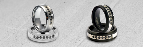 Anillos de diamantes de tungsteno para hombres