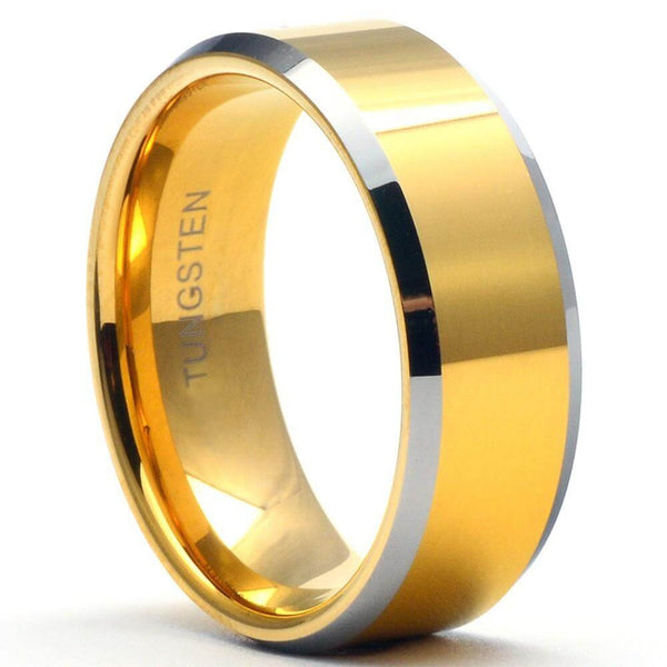 Gold Tungsten Carbide Wedding Band