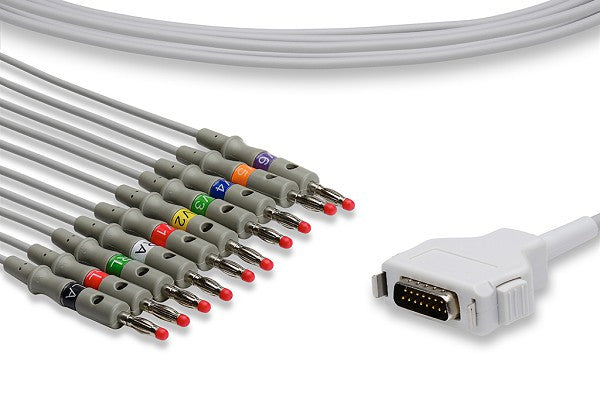 Fukuda Denshi Compatible Direct-Connect EKG Cable 10 Leads Banana 