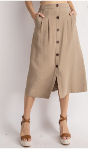 tan skirt with buttons