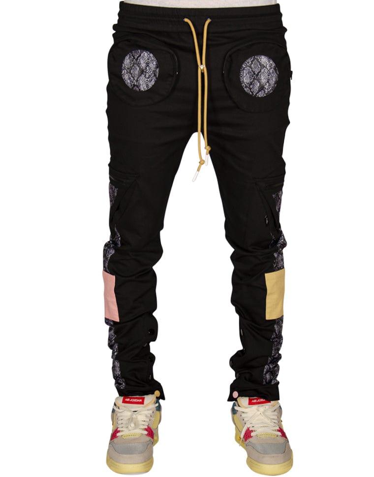  Mens Fashion Streetwear Black Cargo Jogger Pants