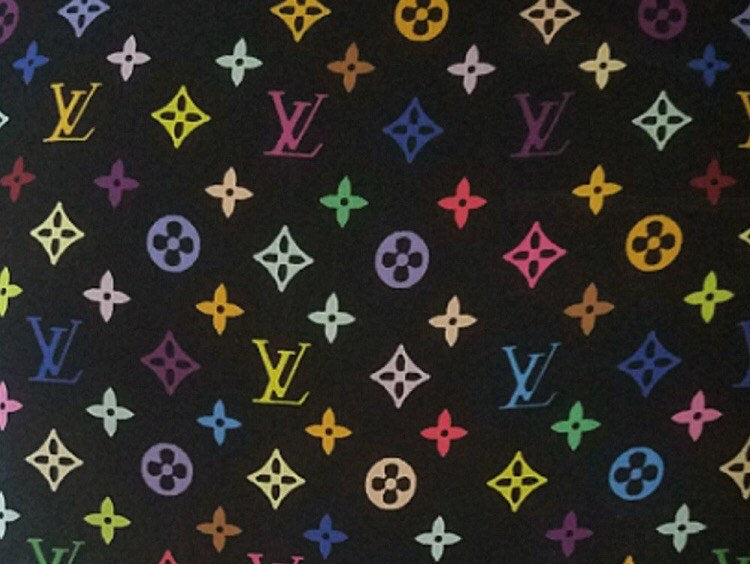 Louis Vuitton Colorful Logo Print on Black Spandex