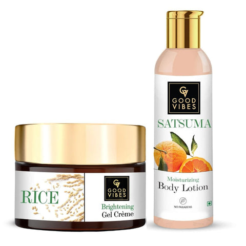 Good Vibes Rice Brightening Gel Crème & Moisturising Body Lotion – Satsuma