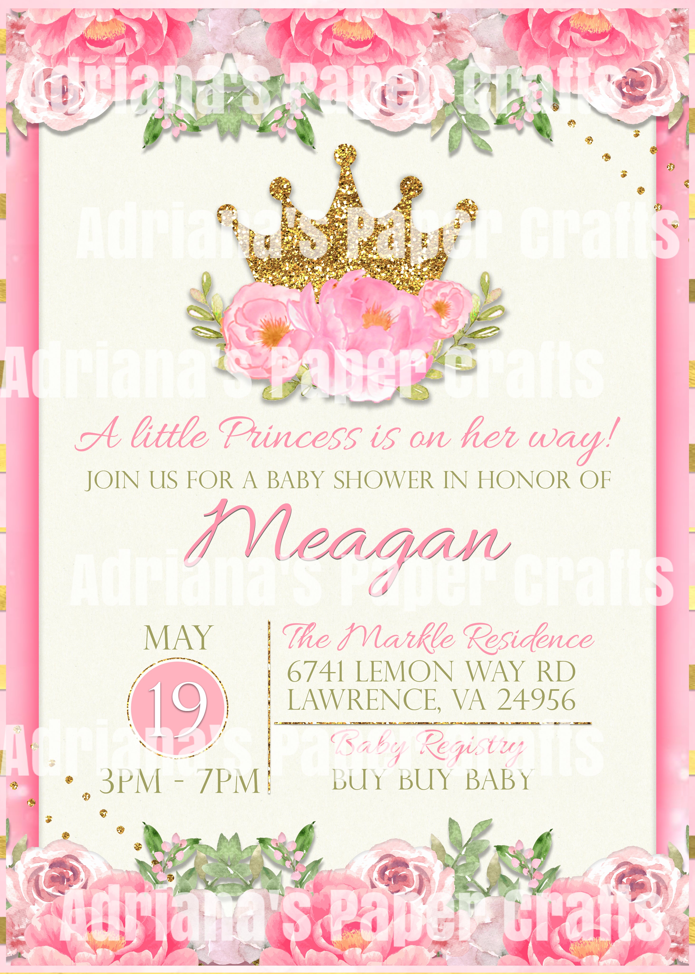 royal princess baby shower invitations