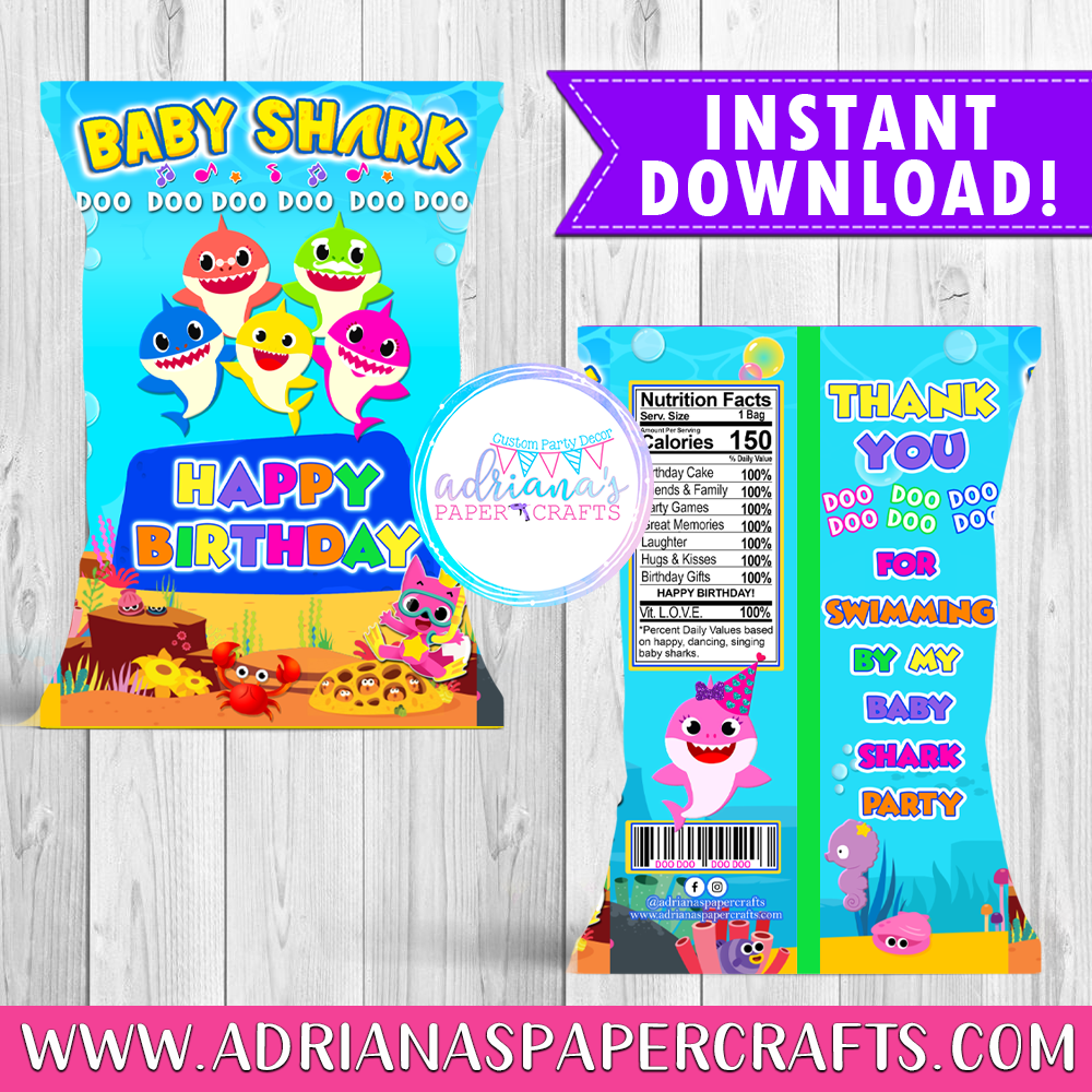 Baby Shark Chip Bag - INSTANT DOWNLOAD! – Adriana's Paper Crafts