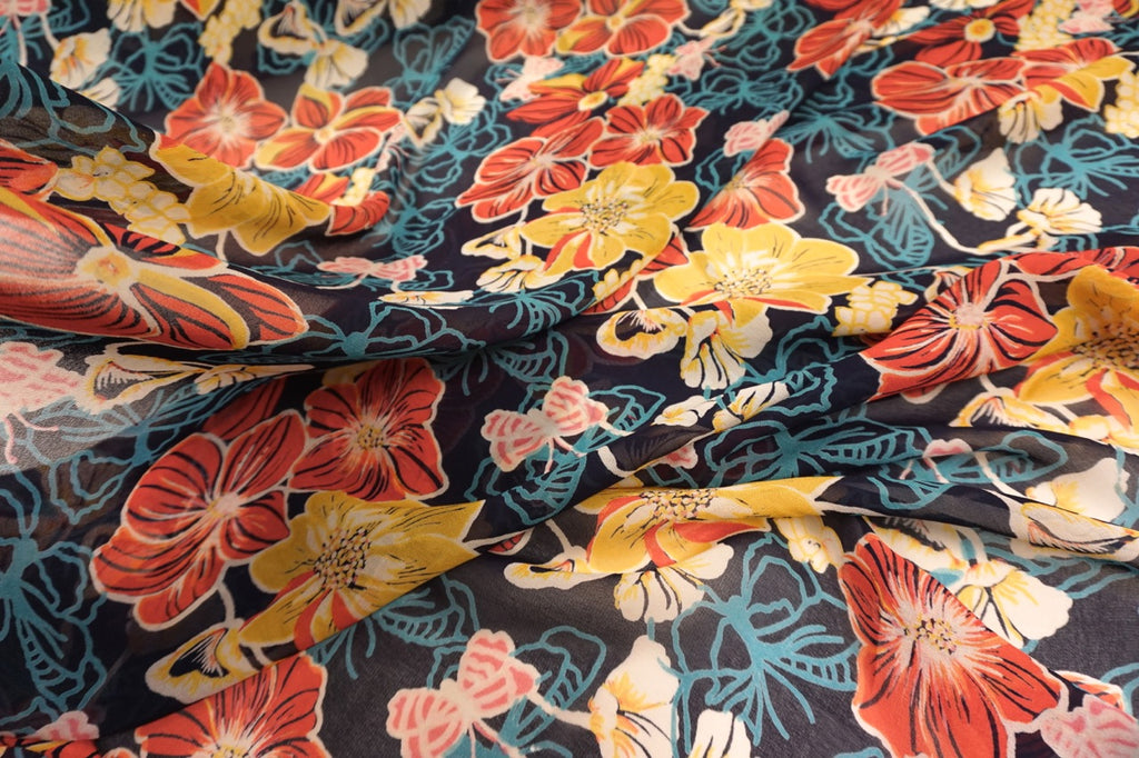 Floral Print Silk Blend Georgette – Fabric Muse