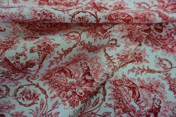 Red Ink Folklore Print on Stretch Pique