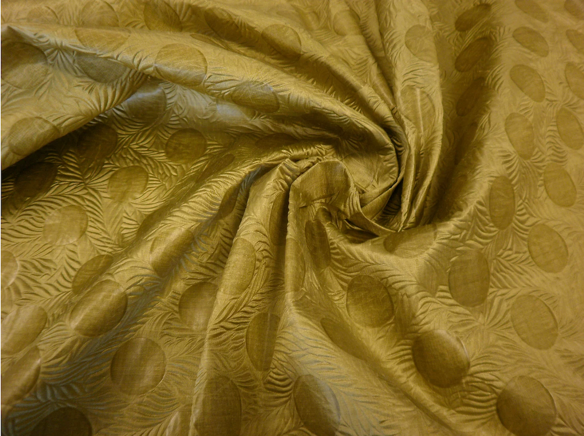 Embossed Taffeta, Golden Green – Fabric Muse