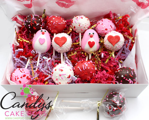 Valentine's Day Love Bird and Heart Cake Pops