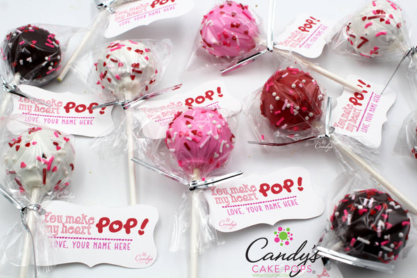 Valentine Cake Pop Tags You Make my Heart POP