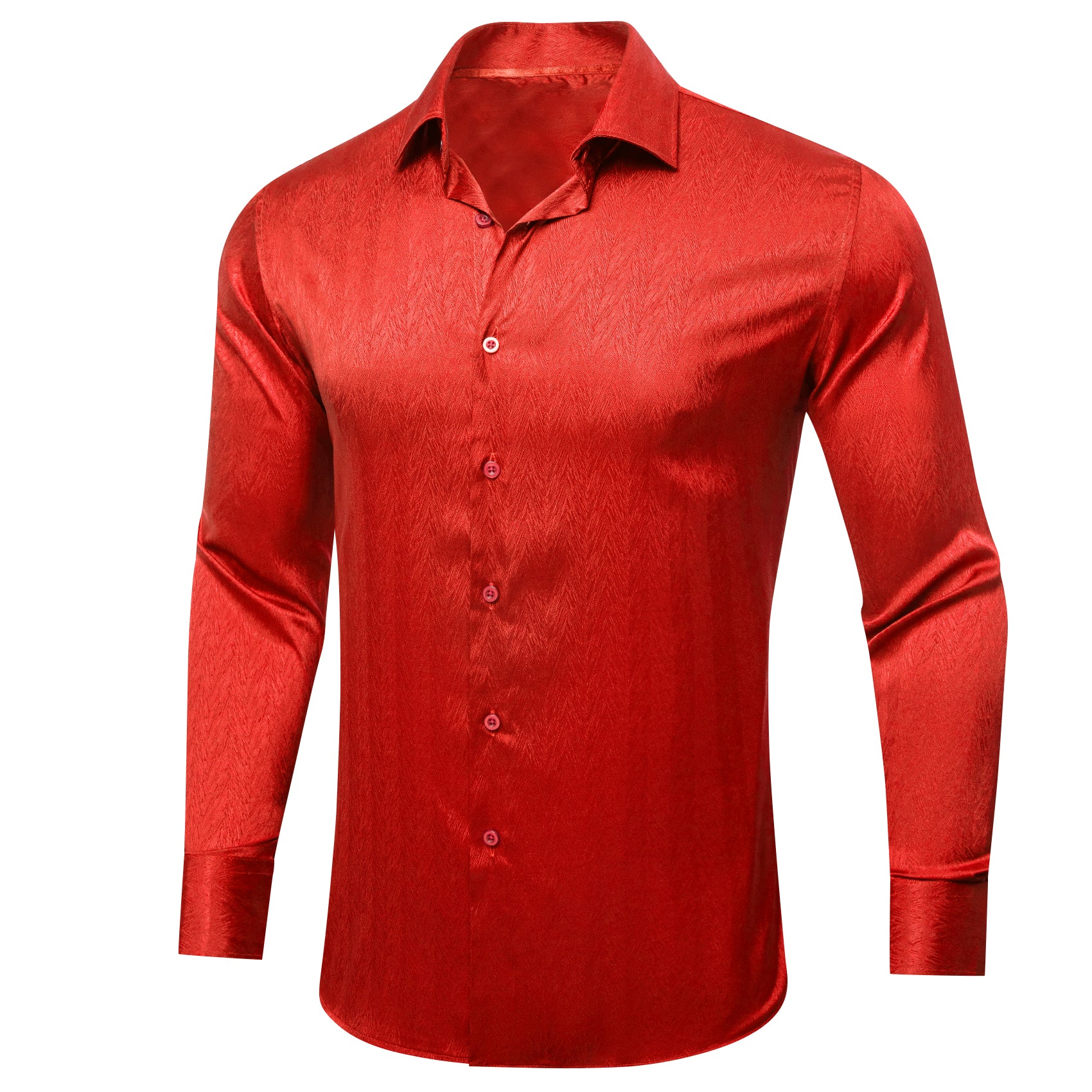 Barry.wang Long Sleeve Shirt Maroon Red Solid Silk Men's Shirt