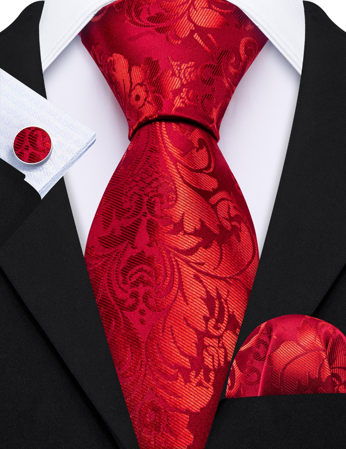 Bright Red Floral Silk Tie