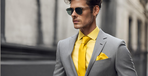 pair your yellow shirt with a solid black tie