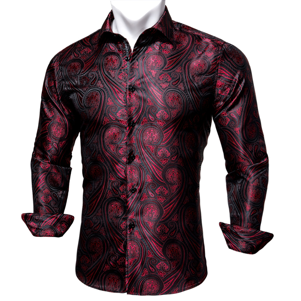 Barry.wang Red Black Paisley Shirt – BarryWang
