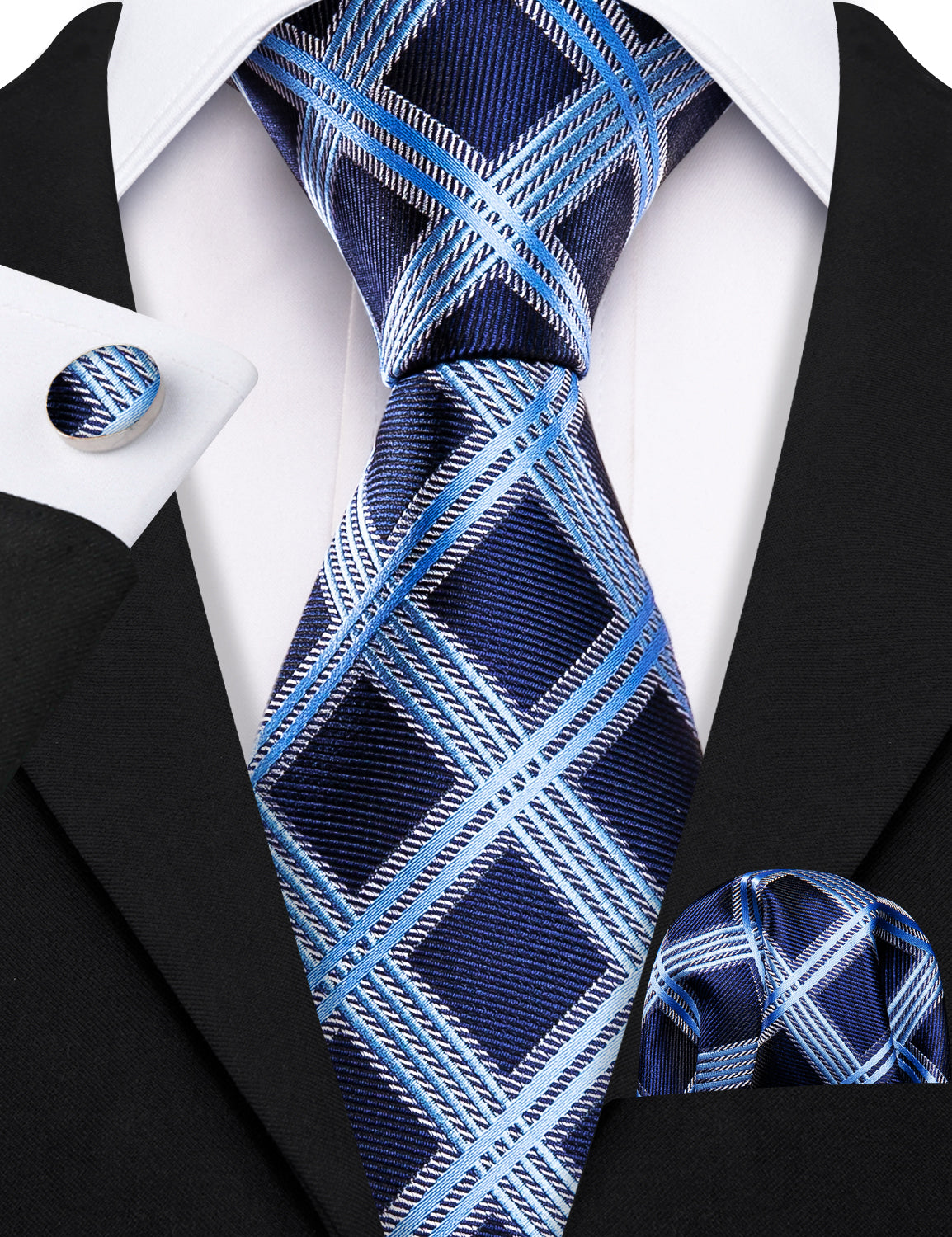 Blue Plaid Necktie Set