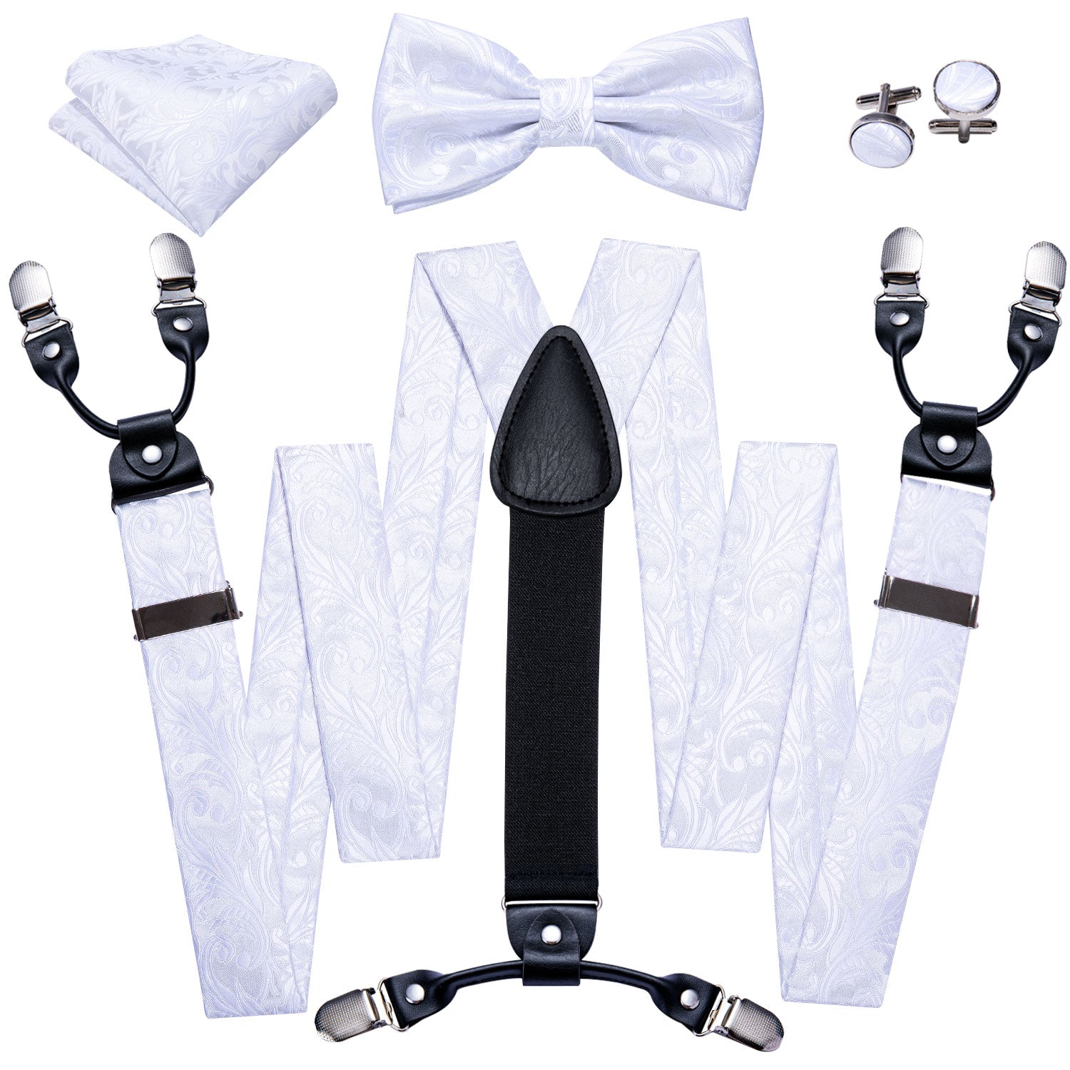 Whgirl] Adjustable Y Back Brace Men Suspenders Bowtie Set with Clips Heavy  Duty Pants Suspender Tuxedo Suspenders Halloween