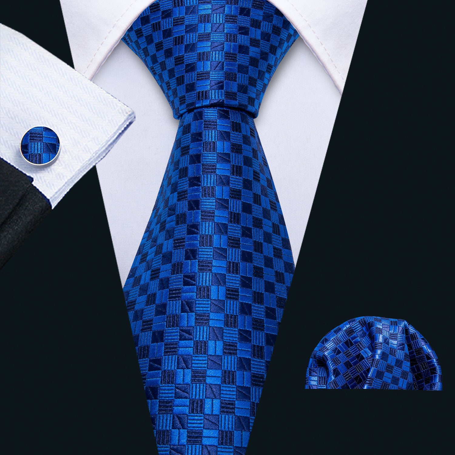 Blue Plaid Necktie Set