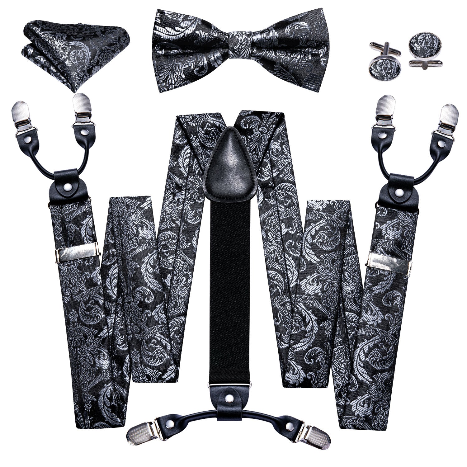 Whgirl] Adjustable Y Back Brace Men Suspenders Bowtie Set with Clips Heavy  Duty Pants Suspender Tuxedo Suspenders Halloween