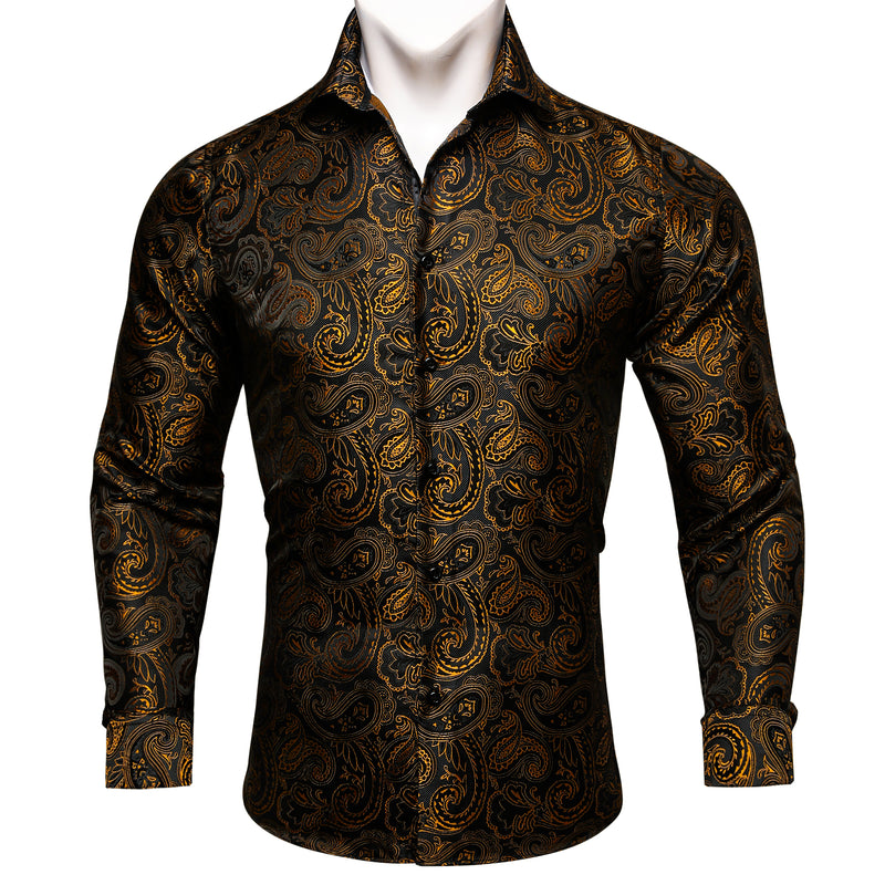 Barry.wang Black Golden Paisley Shirt – BarryWang