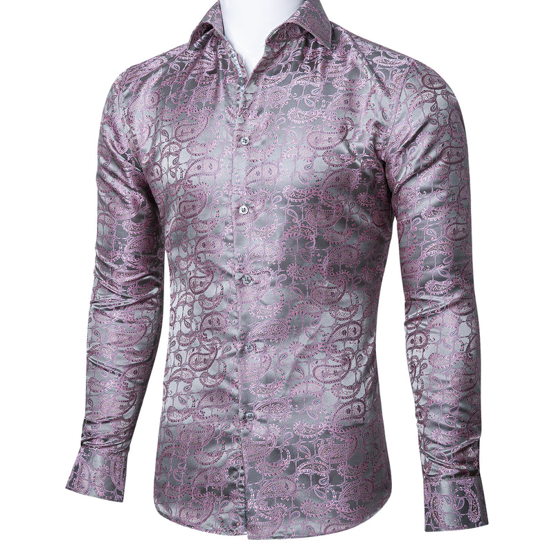 Barry.wang Novelty Grey Purple Paisley Shirt – BarryWang